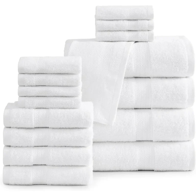 16 Piece 100% Cotton Bath Towel Set