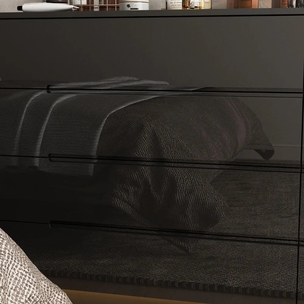 Black High Gloss 8 Drawer Dresser
