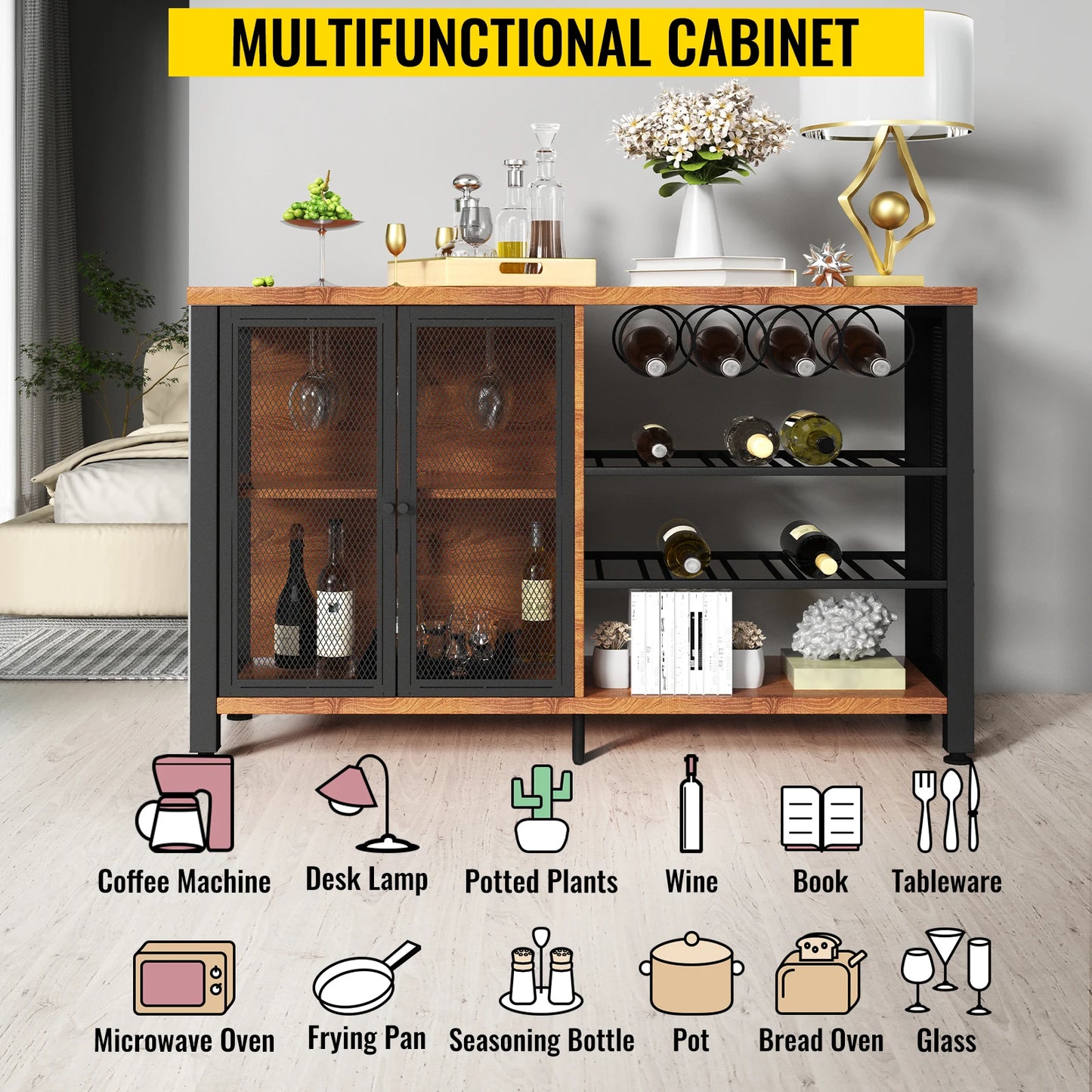 Industrial Wine Bar Cabinet Table