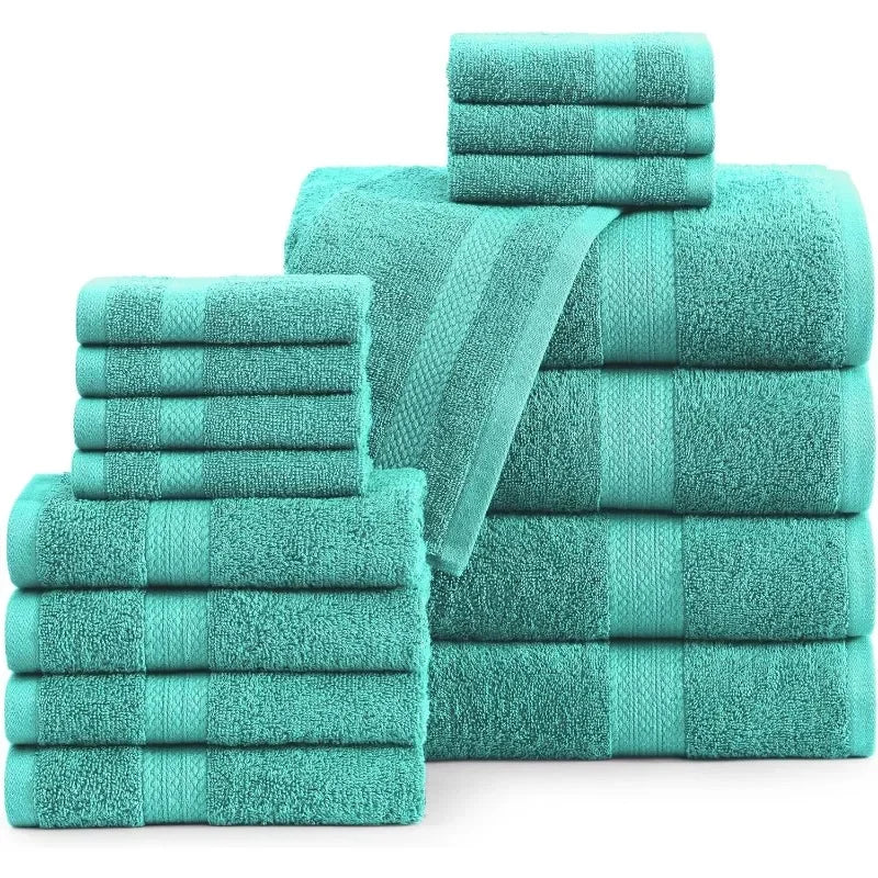 16 Piece 100% Cotton Bath Towel Set