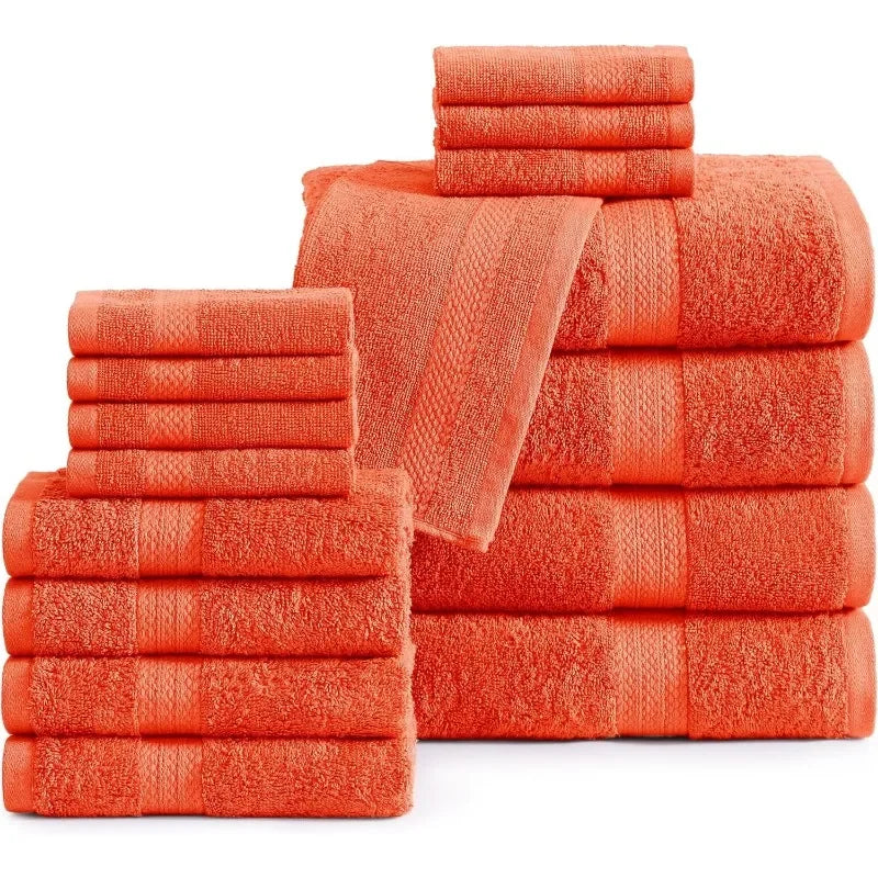 16 Piece 100% Cotton Bath Towel Set