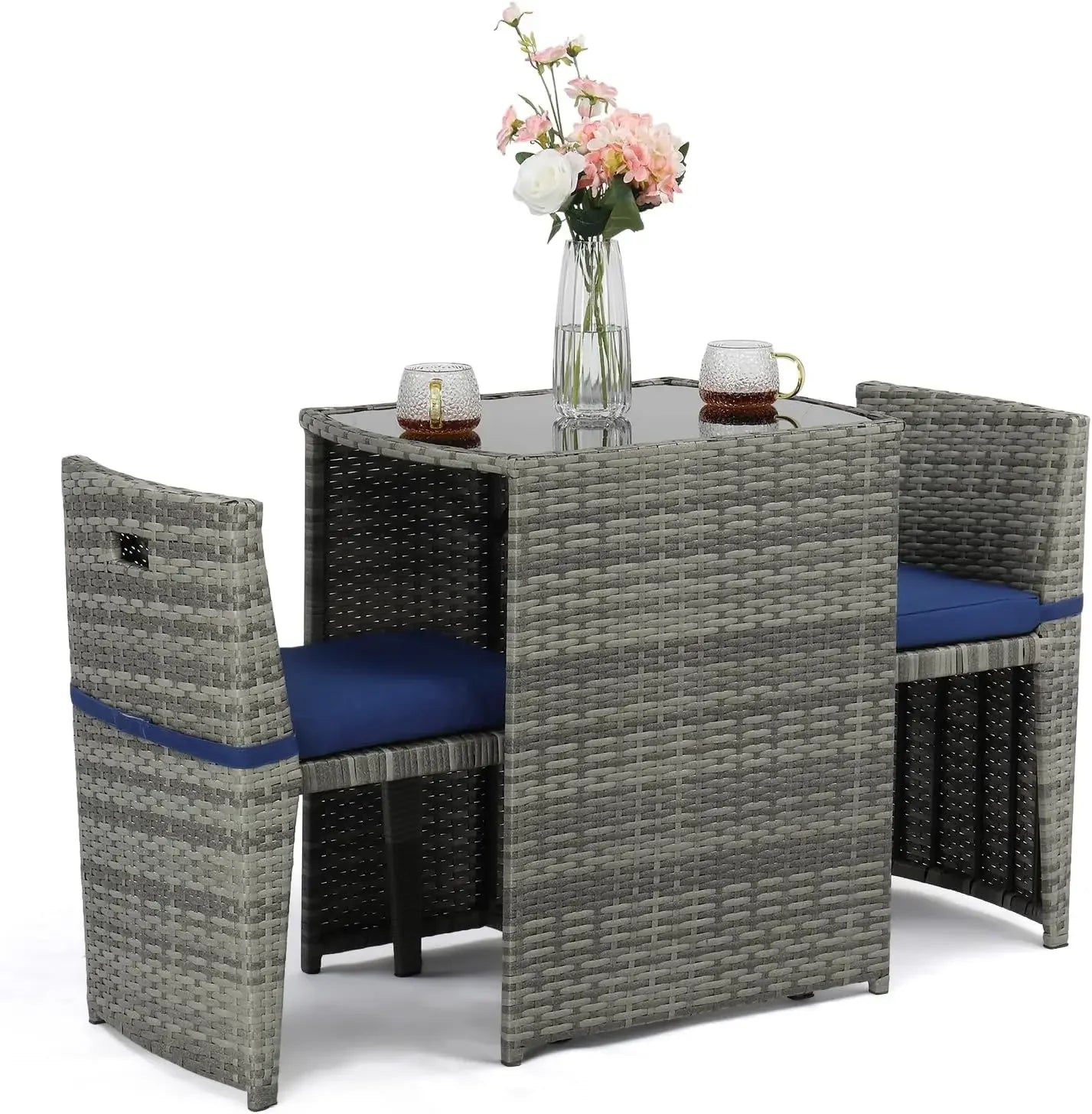 3 PC Wicker Outdoor Patio Bistro Set