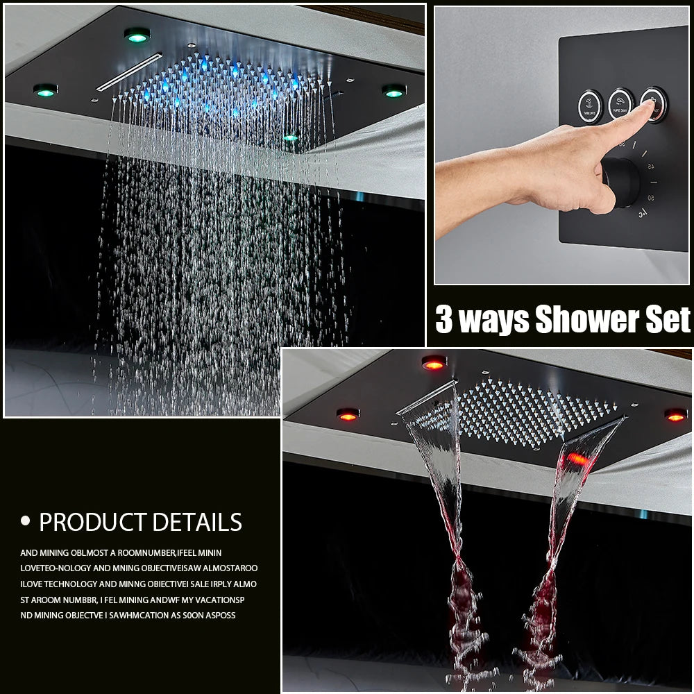 LED Thermostatic Modern Ceiling Shower