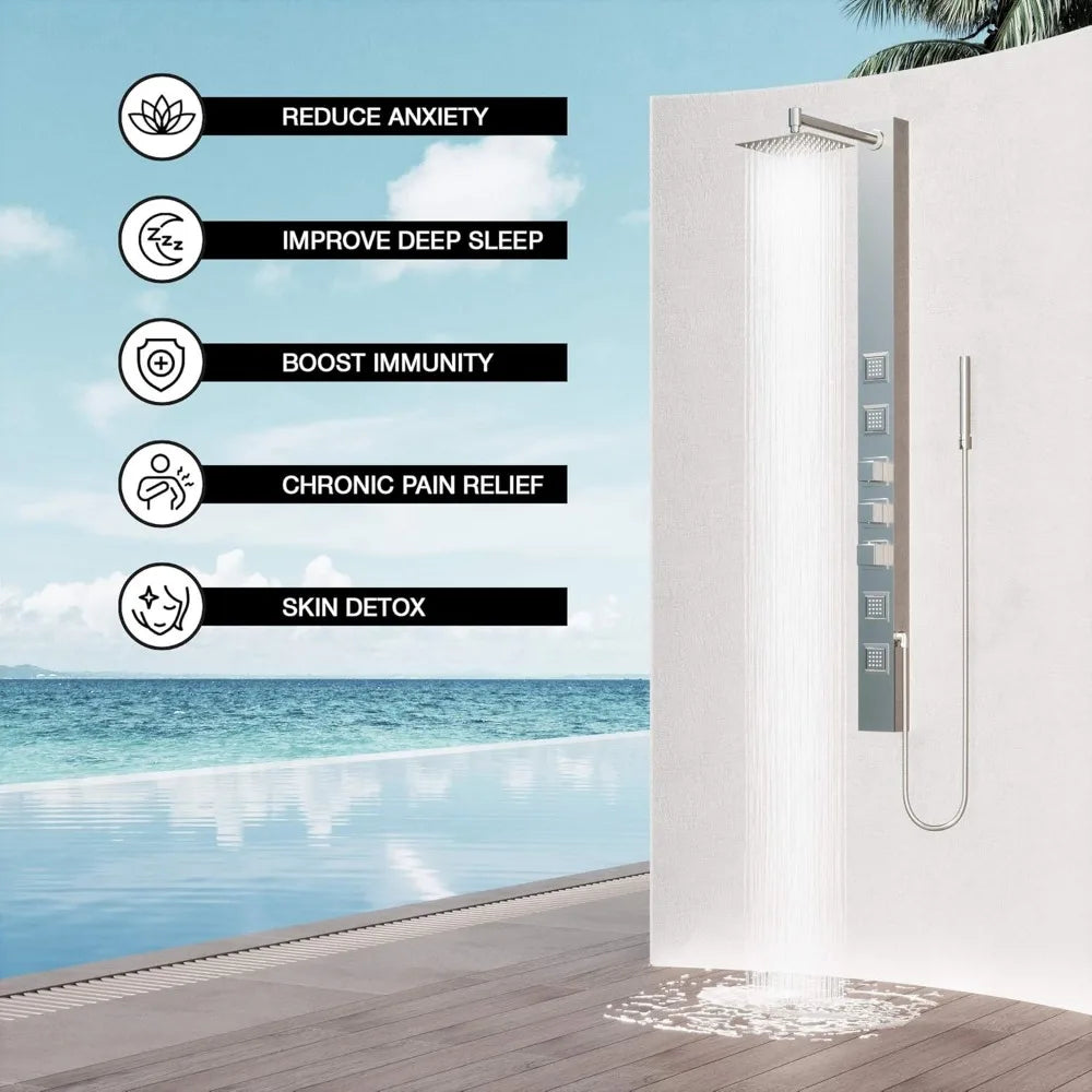 20"x58" Jet Stainless Steel Shower Panel