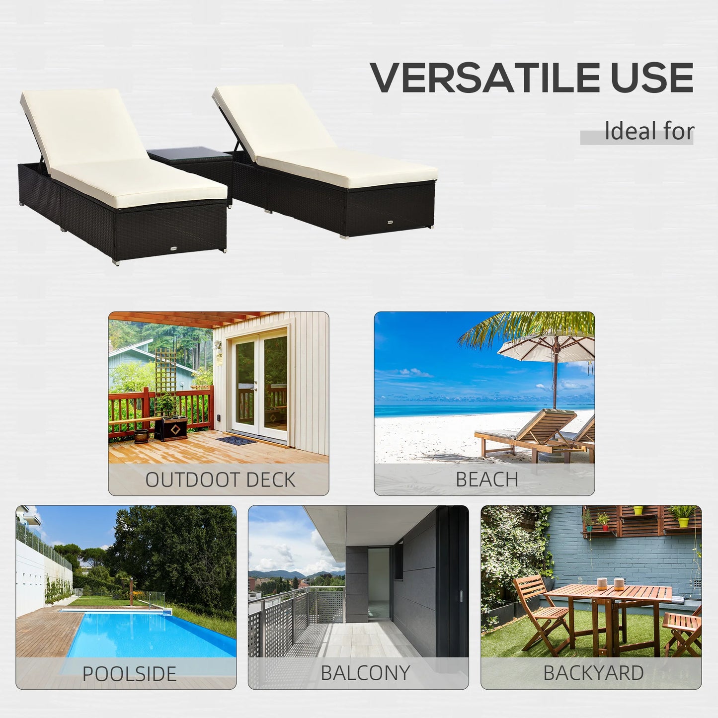 Outdoor 3Pc Wicker Patio Chair Set