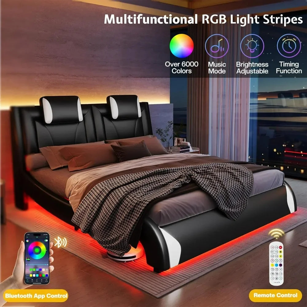 Modern Faux Leather Upholstered Platform Bed Frame