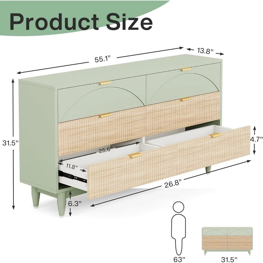 55 Inch 6 Drawer Dresser