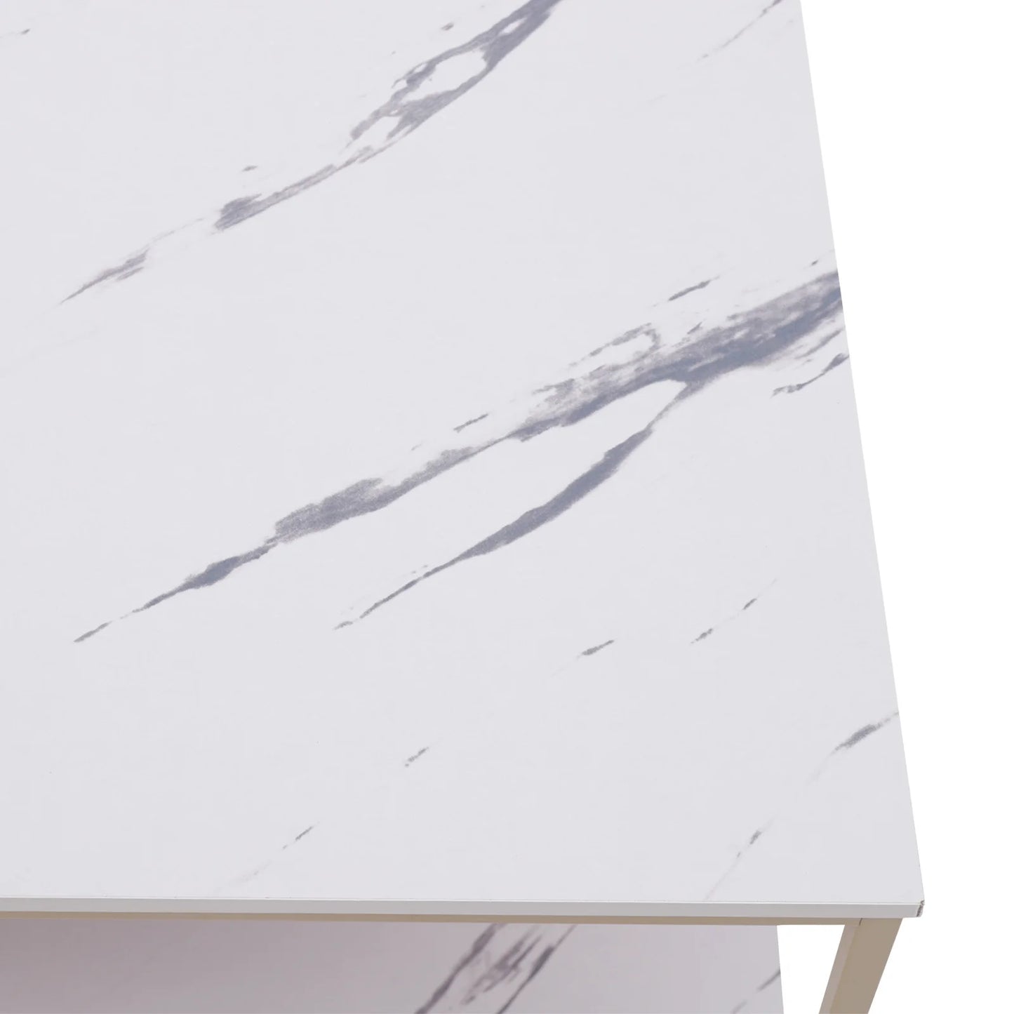Modern 2-Tier White & Gold Coffee Table