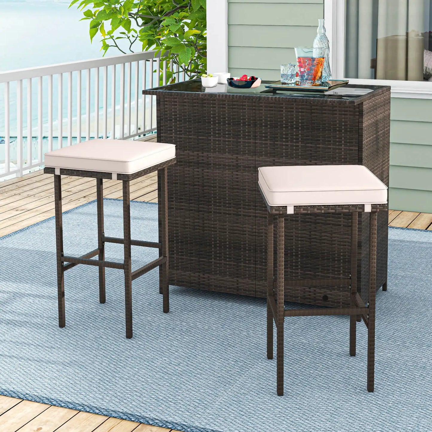 3 PCS Patio Bar Set