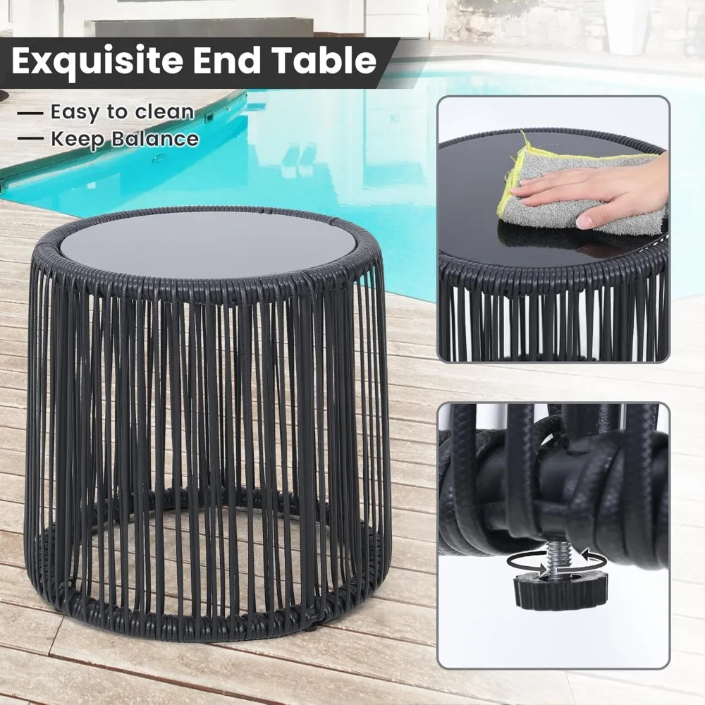 3 Pieces Patio Rattan Bistro Conversation Set