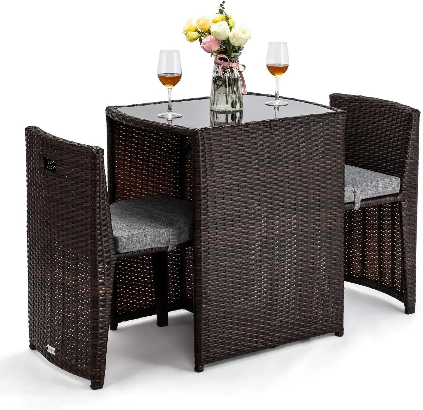 3 PC Wicker Outdoor Patio Bistro Set