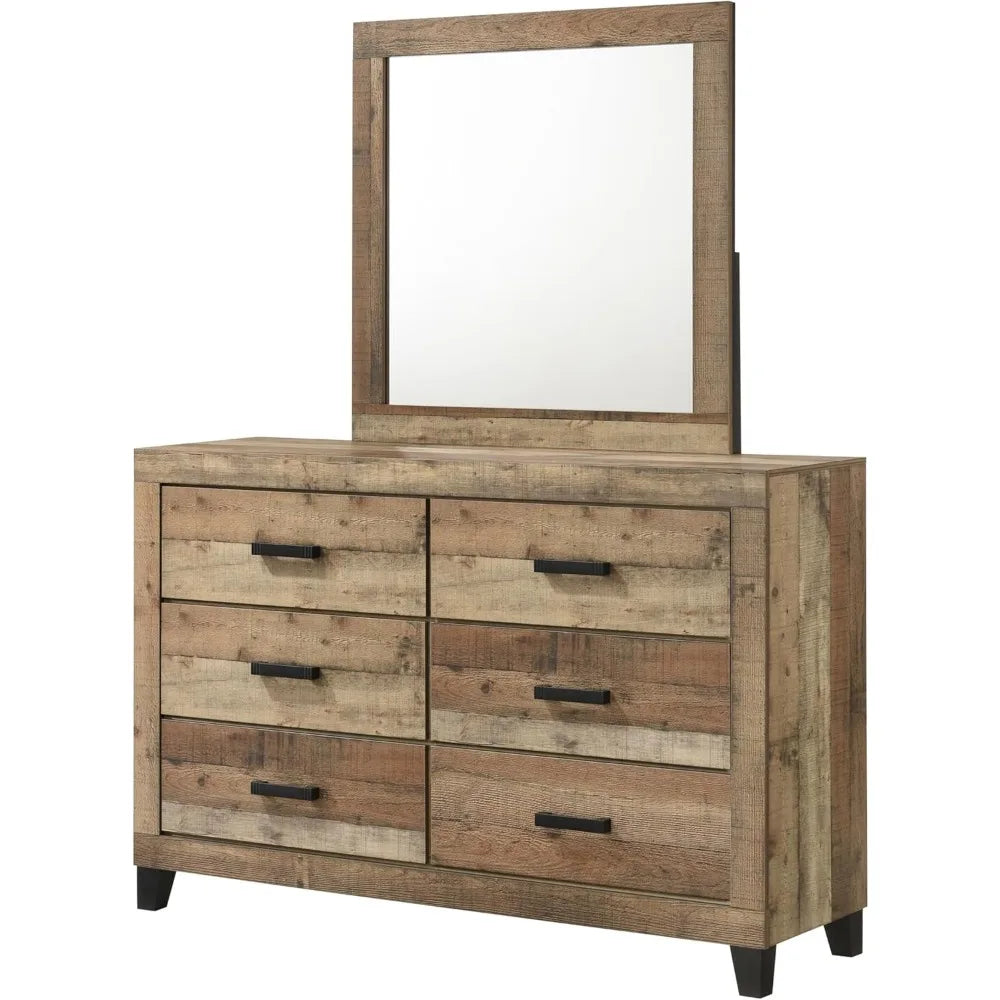 6-Piece Antique Natural Queen Bedroom Set