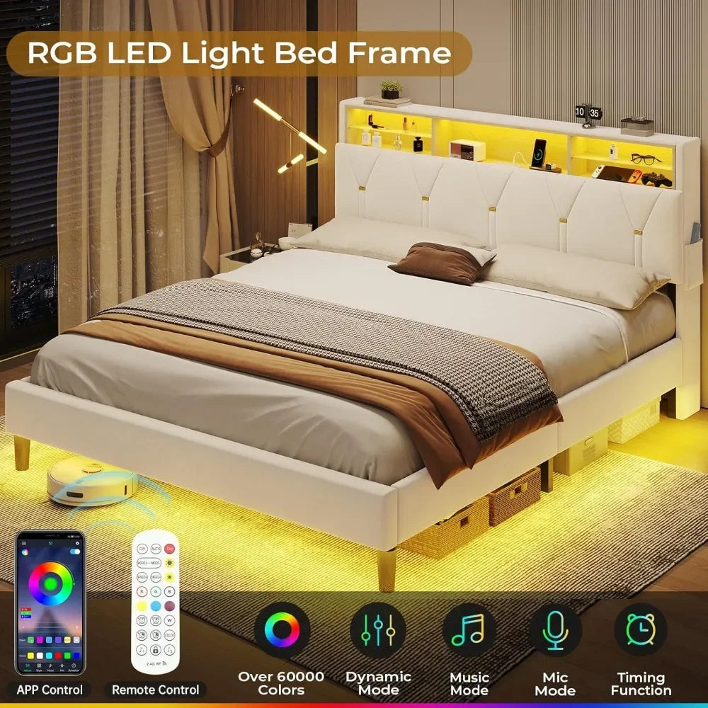 Velvet Upholstered Platform Bed Frame