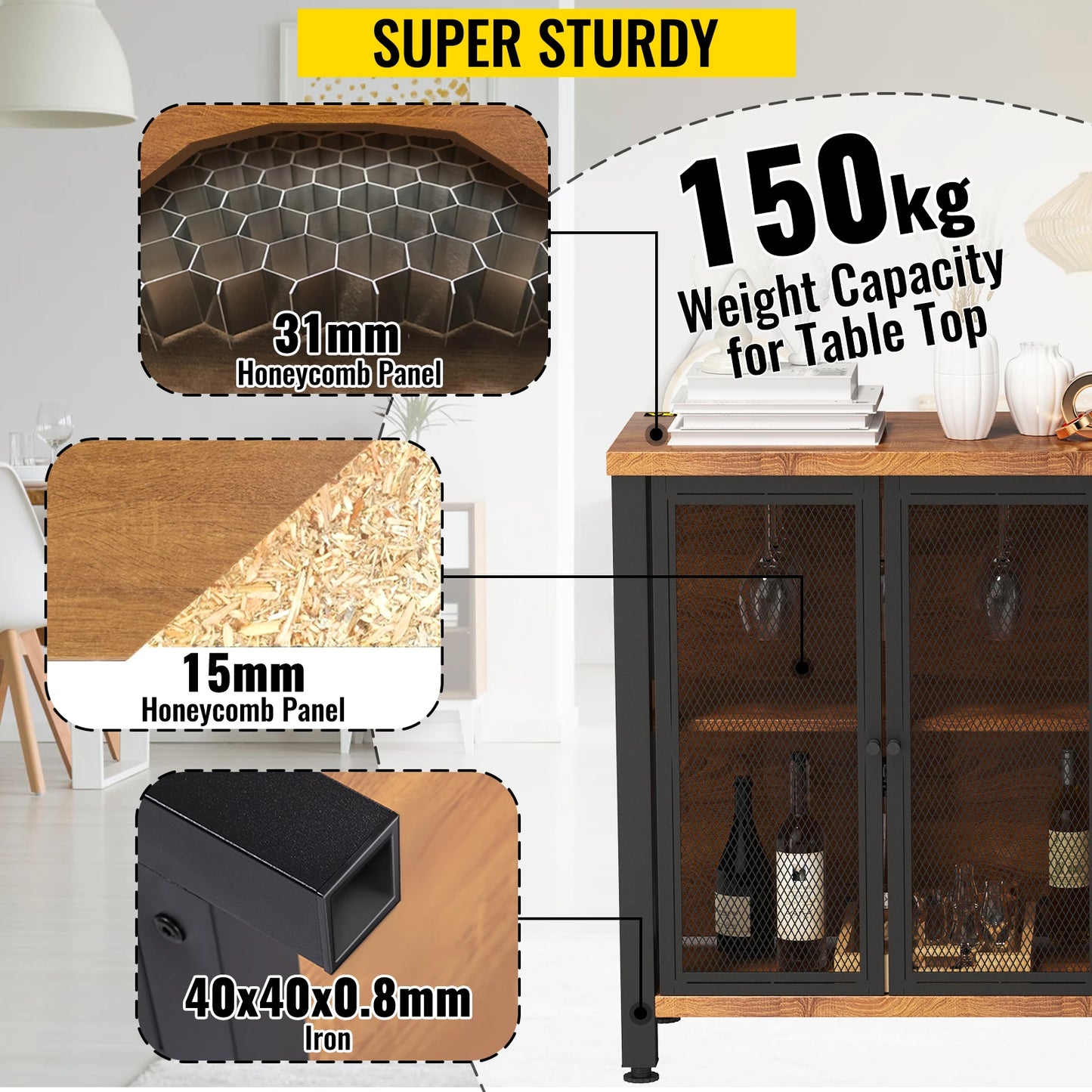 Industrial Wine Bar Cabinet Table