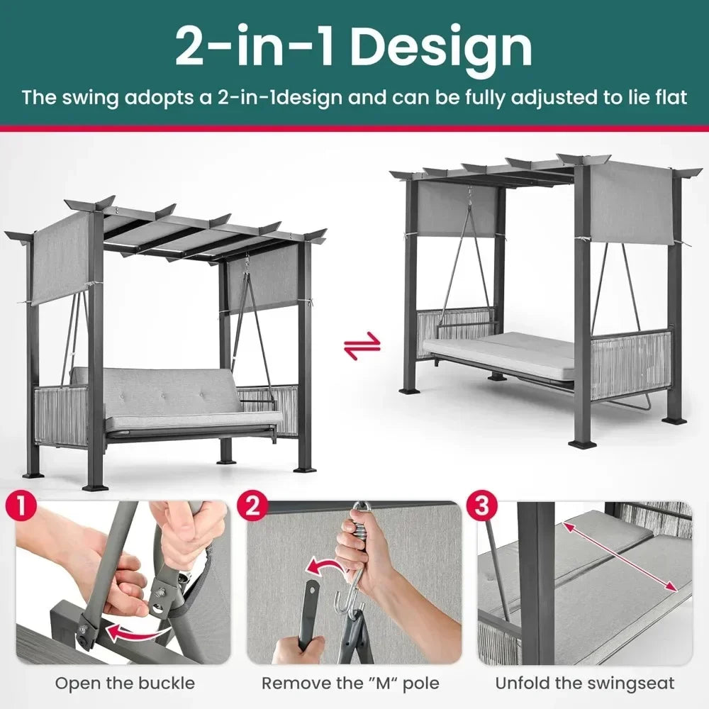 3-Seat Patio Swing Chair