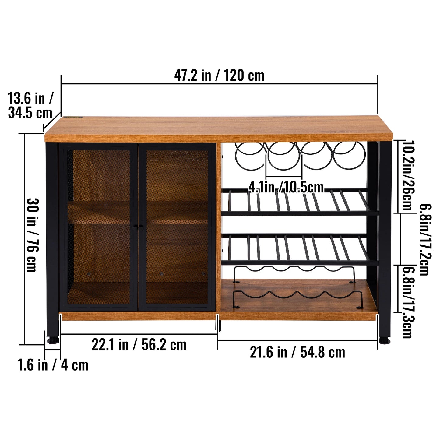 Industrial Wine Bar Cabinet Table