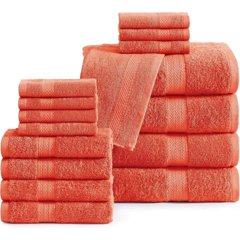 16 Piece 100% Cotton Bath Towel Set