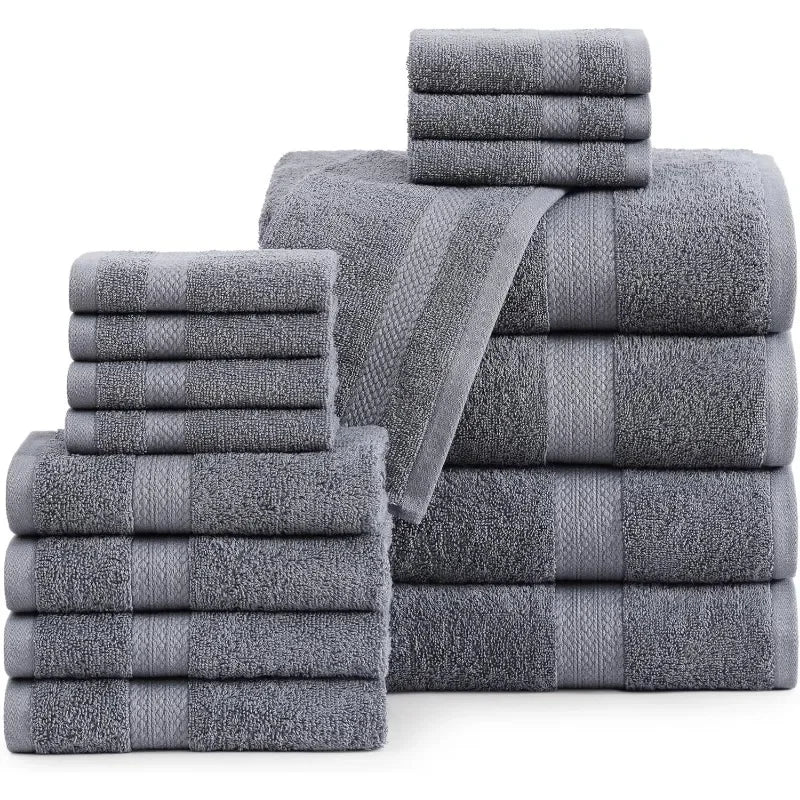 16 Piece 100% Cotton Bath Towel Set