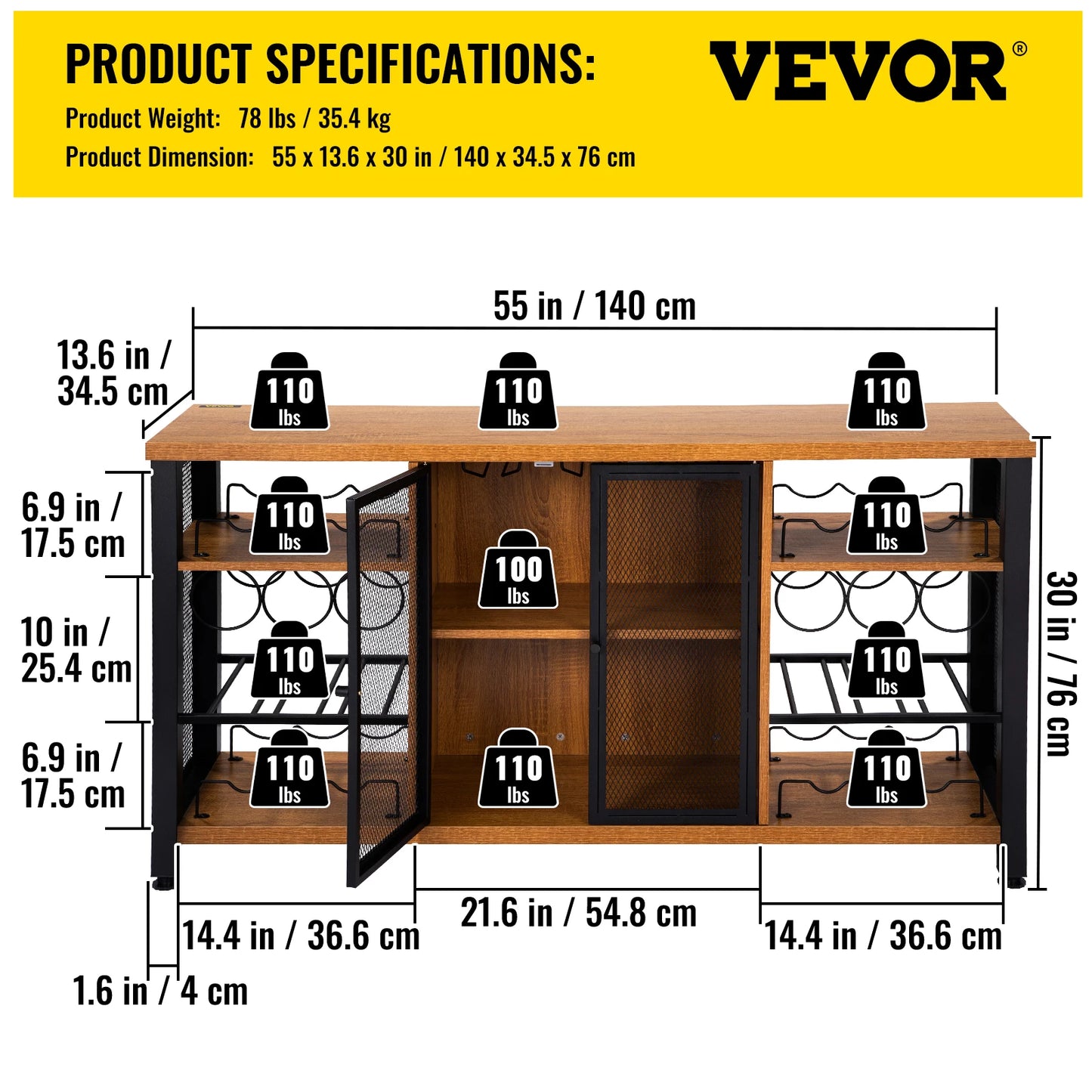 Industrial Wine Bar Cabinet Table