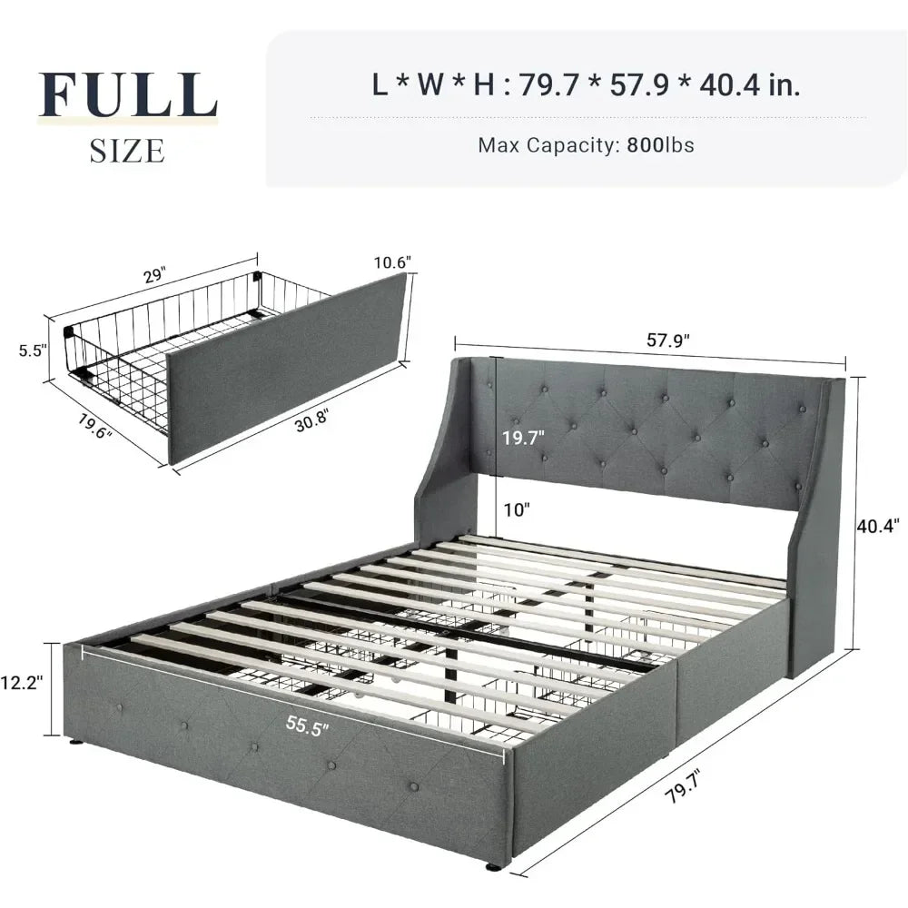 Bed Frame With Storage Drawers