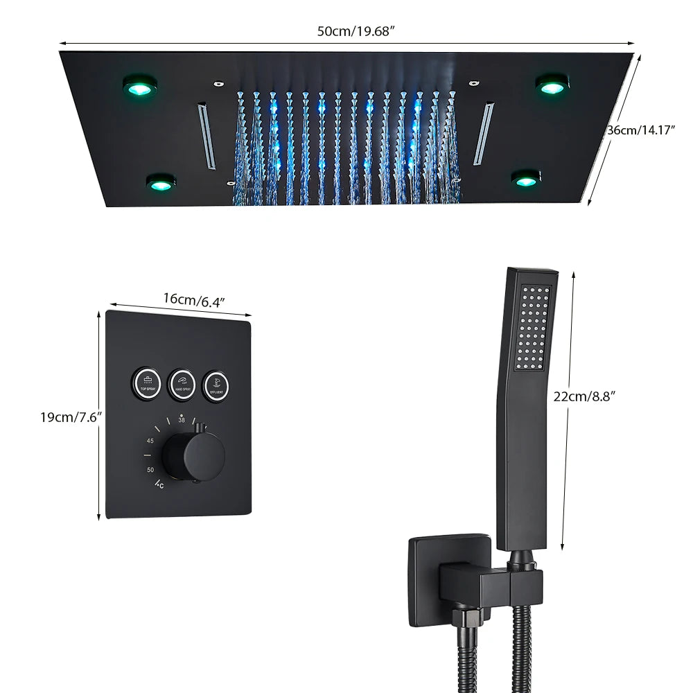 LED Thermostatic Modern Ceiling Shower