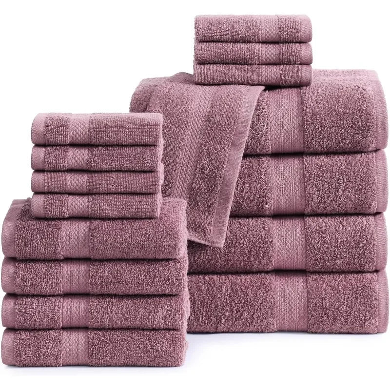 16 Piece 100% Cotton Bath Towel Set