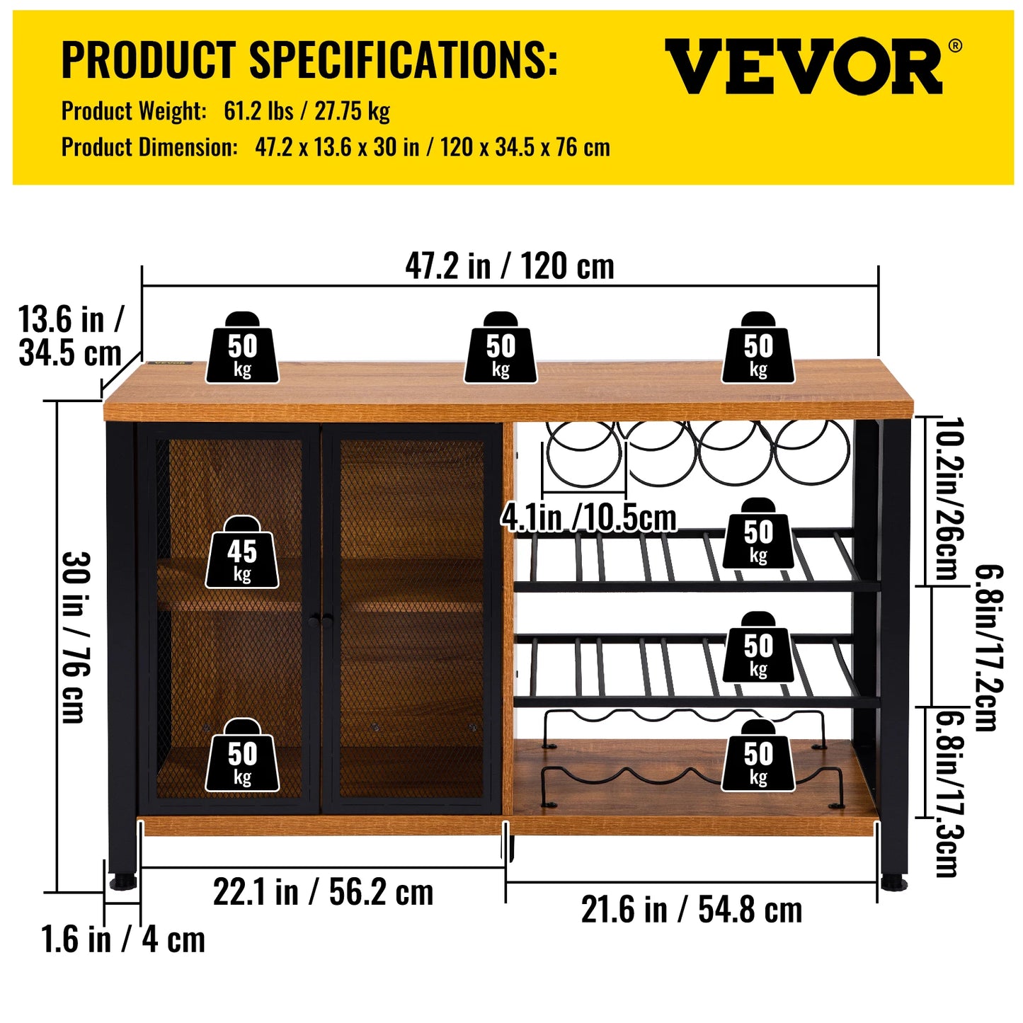 Industrial Wine Bar Cabinet Table