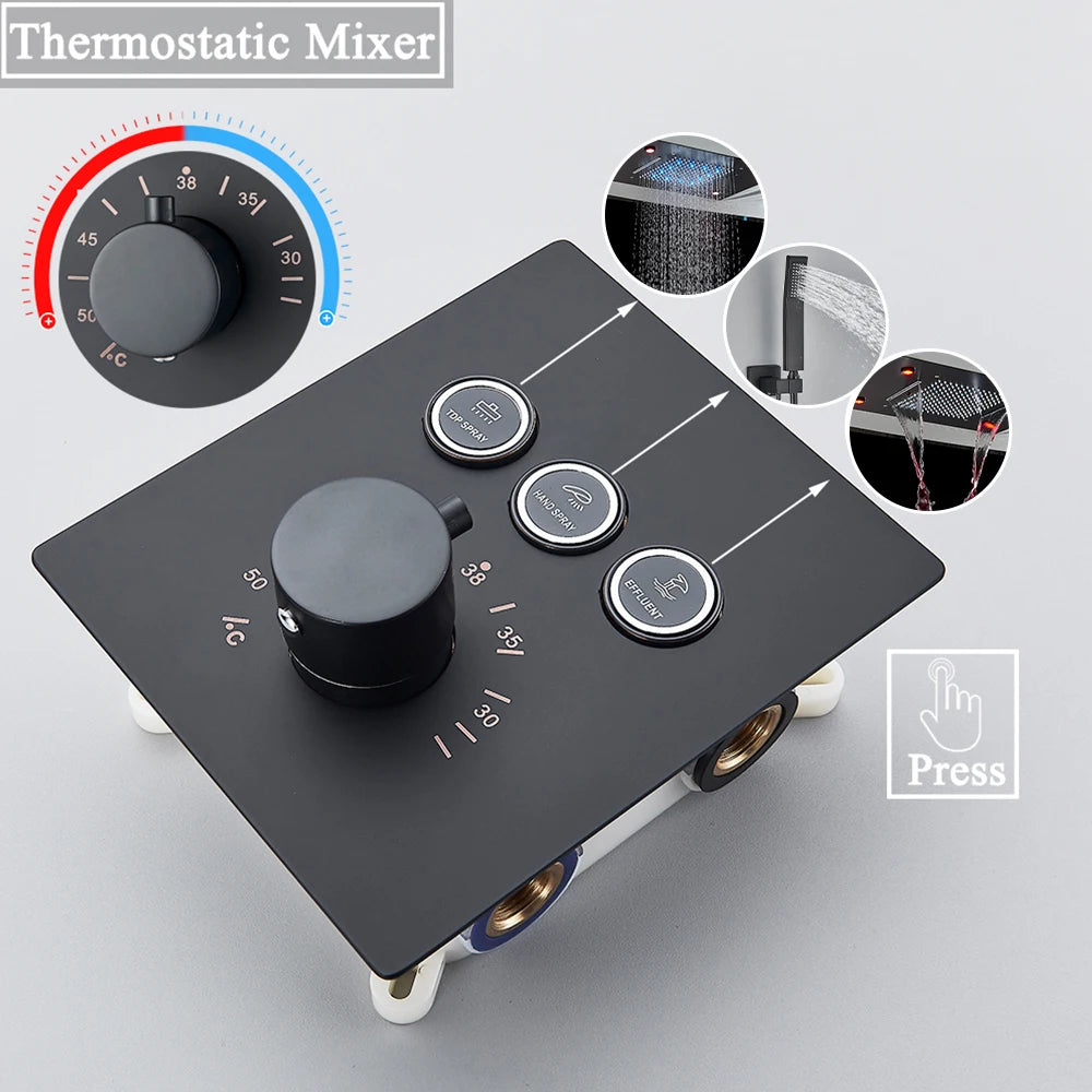 LED Thermostatic Modern Ceiling Shower