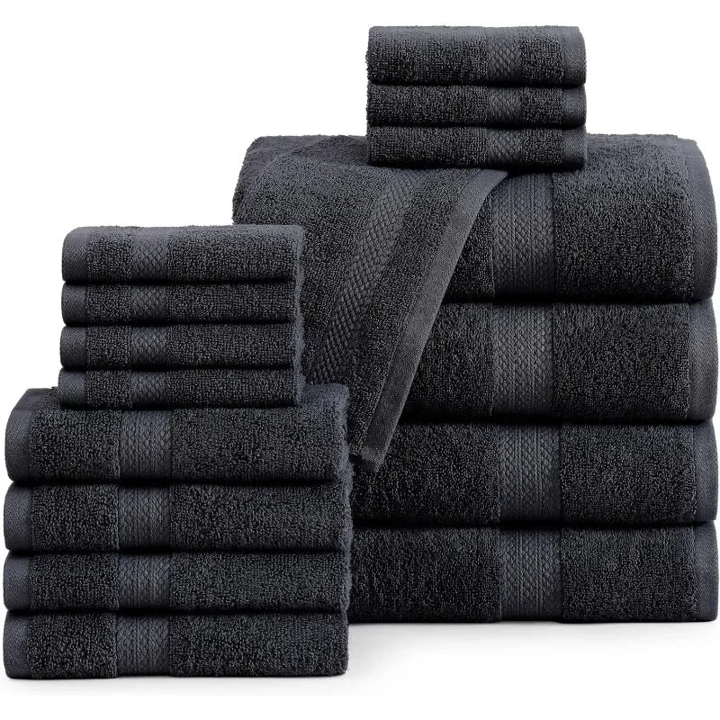16 Piece 100% Cotton Bath Towel Set