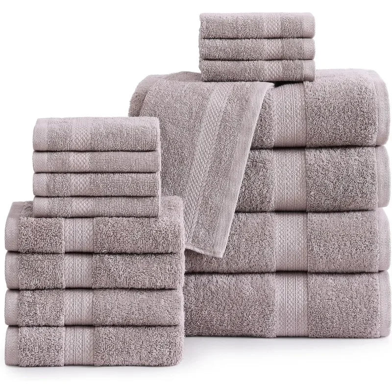 16 Piece 100% Cotton Bath Towel Set