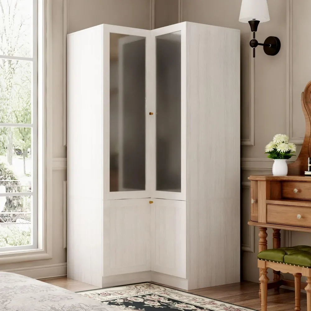 Armoire Wardrobe Closet With Frosted Glass Doors