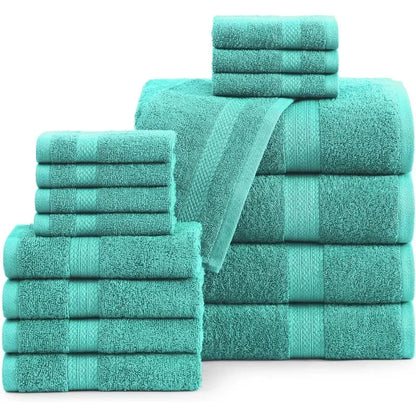 16 Piece 100% Cotton Bath Towel Set
