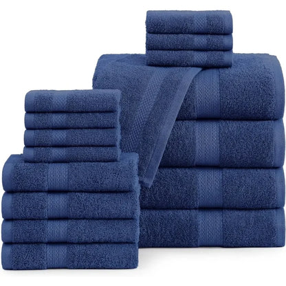 16 Piece 100% Cotton Bath Towel Set