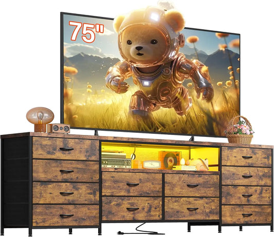 63" Dresser TV Stand With LED Lights