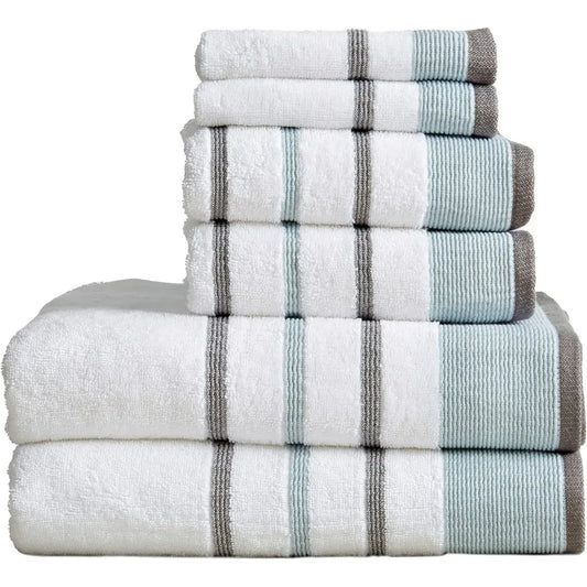 6-Piece Luxury Cotton Striped Towel Set