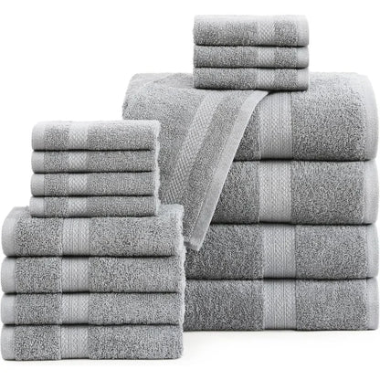 16 Piece 100% Cotton Bath Towel Set