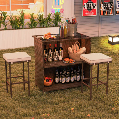 3 PCS Patio Bar Set
