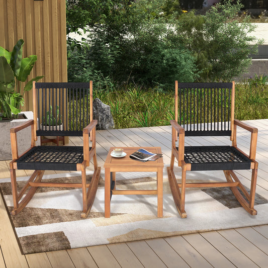 3pcs Acacia Wood Rocking Chair Patio Set