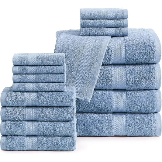 16 Piece 100% Cotton Bath Towel Set