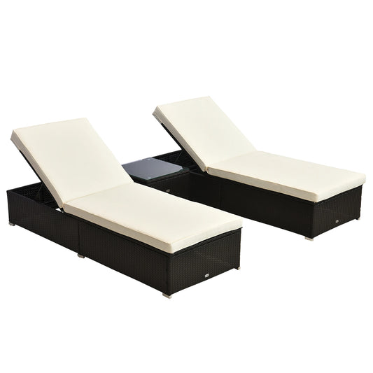 Outdoor 3Pc Wicker Patio Chair Set