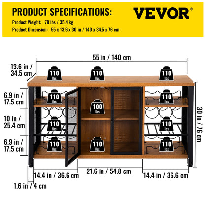 Industrial Wine Bar Cabinet Table