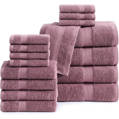 16 Piece 100% Cotton Bath Towel Set