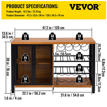 Industrial Wine Bar Cabinet Table