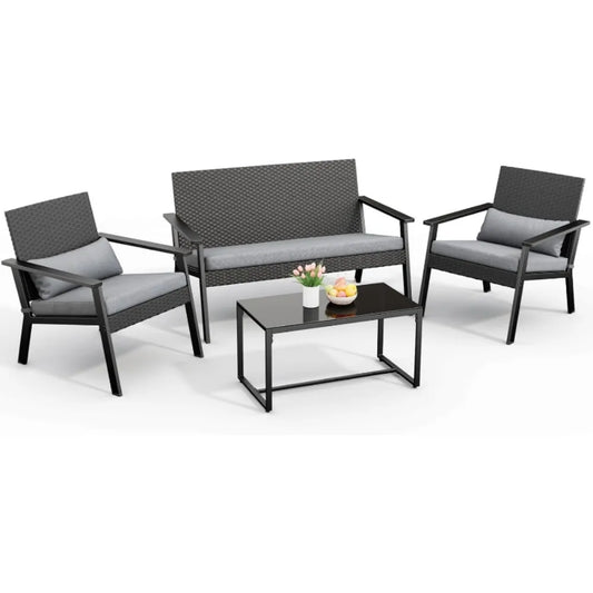 4-Piece Outdoor Wicker Patio Furniture Set